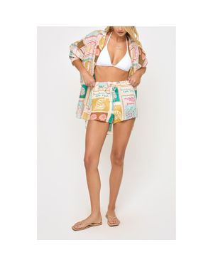 LSPACE Rio Linen Cover-Up Drawstring Shorts - Yellow