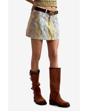 Desigual Abstract Print Denim Miniskirt - Multicolor