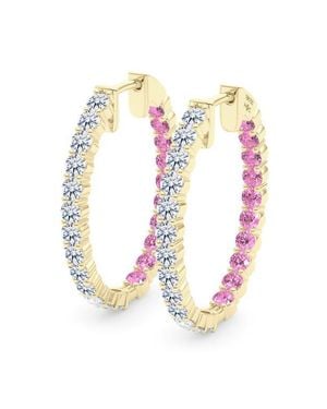 HauteCarat Lab Grown Diamond & Birthstone Inside Out Hoop Earrings - White