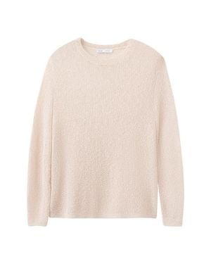 Mango Sheer Open Knit Long Sleeve Sweater - Natural