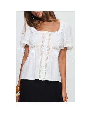Princess Polly Indianah Pleat Lace Top - White