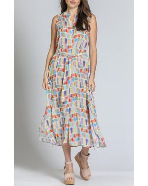 Apny Print Sleeveless Maxi Shirtdress - White