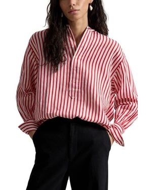Polo Ralph Lauren Stripe Linen & Cotton Button-Up Shirt - Red