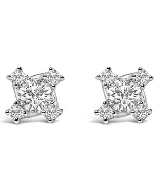Haus of Brilliance Sterling 1/2 Cttw Lab Grown Diamond Quad Cluster Stud Earrings - Metallic