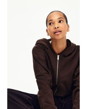 H&M Drawstring Zip-Through Hoodie - Brown