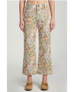 Apny Print Wide Leg Ankle Jeans - Natural