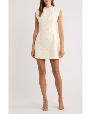 Odd Muse Button Sleeveless Minidress - Natural