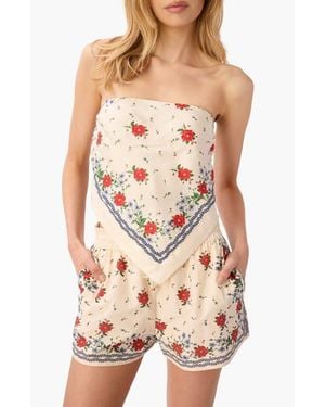 Cami NYC Juli Strapless Tie Back Silk Scarf Top - Multicolor