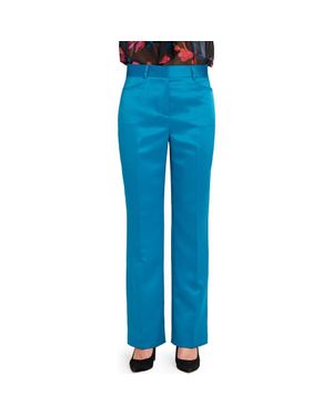Tahari Bird Eye Wide Leg Satin Pants - Blue