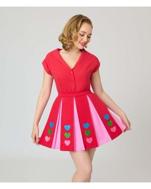 Smak Parlour 1960S Pleated Mini Skirt - Red