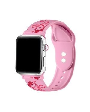 The Posh Tech Cherry Bow Silicone Band For Apple Watch + Smartwatch - Pink
