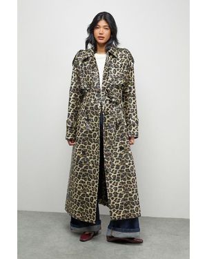 Warehouse Print Trench Coat - Multicolor