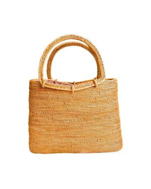 The Artisan & Company Resort-Top Handle Rattan Tote Bag - Metallic