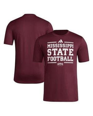 adidas Mississippi State Bulldogs Locker Football Pre-Game Aeroready T-Shirt - Red