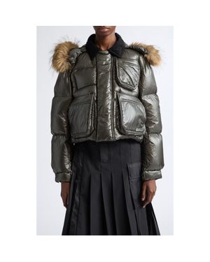 Sacai Crop Down Hooded Puffer - Black