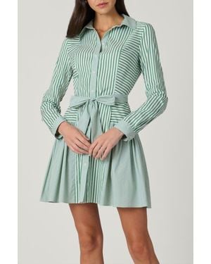 Shoshanna Pinstripe Ruth Dress - Green