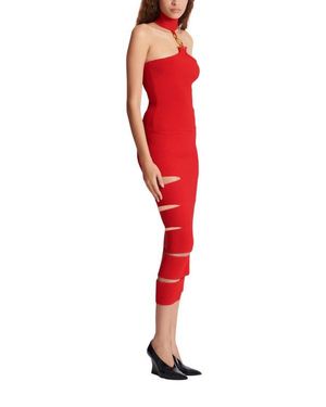 Balmain Sleeveless Knit Top With Embellished Detail - Red