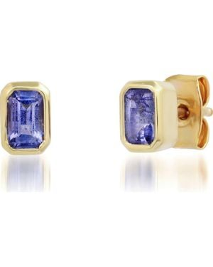 Elliot Young 14K Knife Edge Gemstone Stud Earrings - Blue
