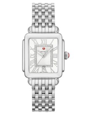Michele Deco Madison Mid Diamond Dial Bracelet Watch, 29Mm X 31Mm - Gray