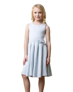 Hope & Henry Girls' Organic Pleated Sweater Dress, Toddler - Blue