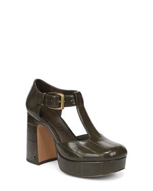 Circus by Sam Edelman Idalia Croc Embossed Faux Leather T-Strap Pump - Green