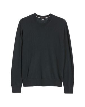 BOSS H-Leno Virgin Wool Crewneck Sweater - Black