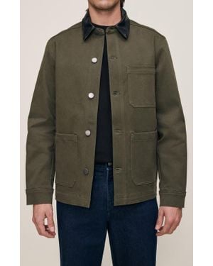 DL1961 Sean Leather Collar Shirt Jacket - Green