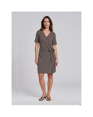 Masai Magavros V-Neck Printed Wrap Dress - Gray