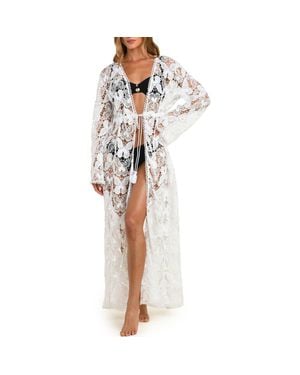 L'Agence Butterfly Long Sleeve Cover-Up - White