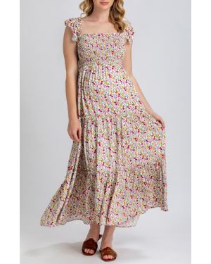 PIETRO BRUNELLI MATERNITY Chloe Floral Tiered Maternity Maxi Dress - White