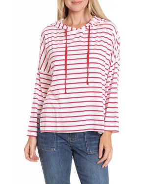 Apny Stripe Side Slit Hoodie - Red