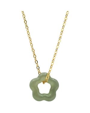 seree Jade Flower Pendant Necklace - Metallic