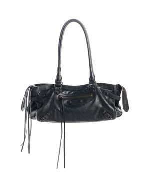 Balenciaga Le City Leather East/West Shoulder Bag - Black