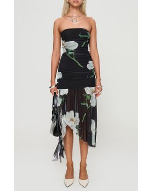 Princess Polly Nektaria Floral Mesh Strapless Dress - Black
