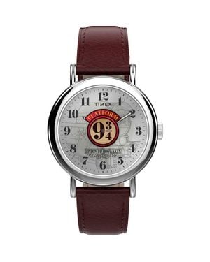 Timex Harry Potter X Timex Weekender Platform 9 3/4 37Mm Leather Strap Watch - Metallic