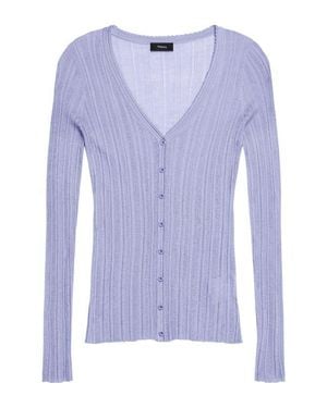 Theory Novel Pointelle Rib Wool Blend Cardigan - Blue