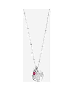 Dower & Hall Hammered Disc & Ruby Array Necklace - Metallic