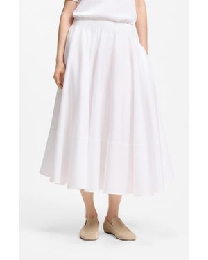BOSS Valie Cotton Midi Skirt - White