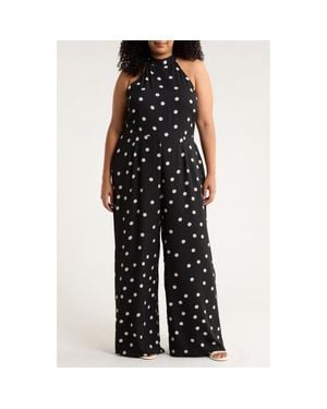 Sugarlips Kaline Polka Dot After Hours Halter Jumpsuit - Black