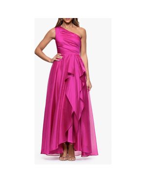 Xscape Evenings One-Shoulder Metallic Organza Gown - Pink