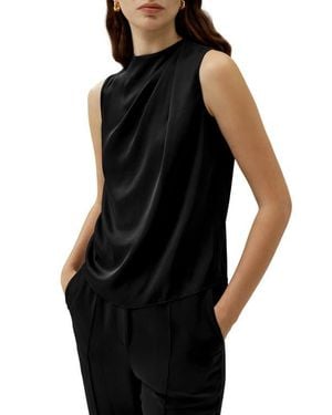 LILYSILK Sleeveless Minimalist Silk Top - Black