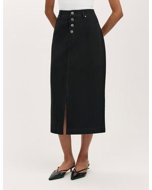 Finery London Beth Cotton Button-Front Midi Skirt - Black