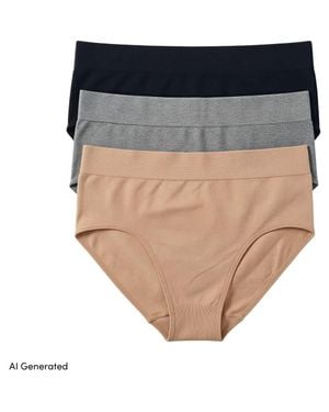 Lands' End Bikini Brief Cotton Comfort Seamless Basics 3 Pack Panties - Multicolor