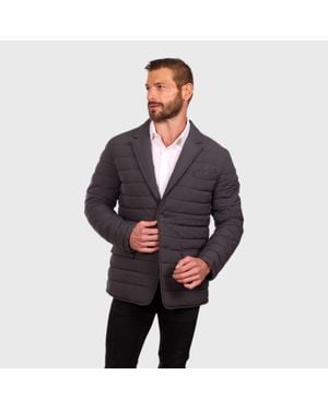 Perry Ellis Tech Stretch Quilted Blazer Jacket - Black