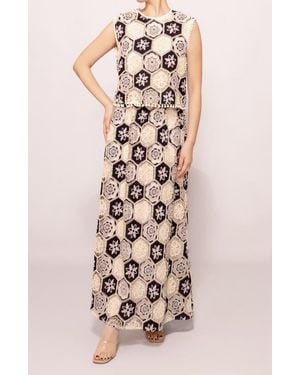 MELLODAY Crochet Detail Sleeveless Maxi Dress - Pink