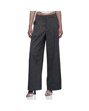 Avec Les Filles Pinstripe Pleated Wide Leg Pants - Gray