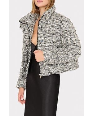 MILLY Hayes Sequin Tweed Jacket - Gray