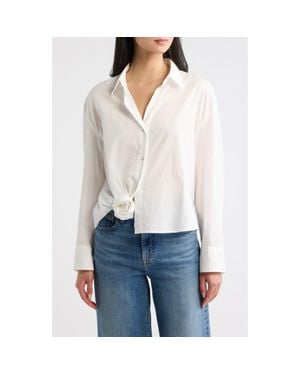 CISSA Knotted Hem Cotton Shirt - White