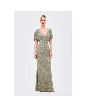 Beauut Embellished Sequins Fitted Maxi Gown - Multicolor