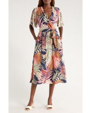 Tommy Bahama Palm Canyon Short Sleeve Wrap Dress - Red